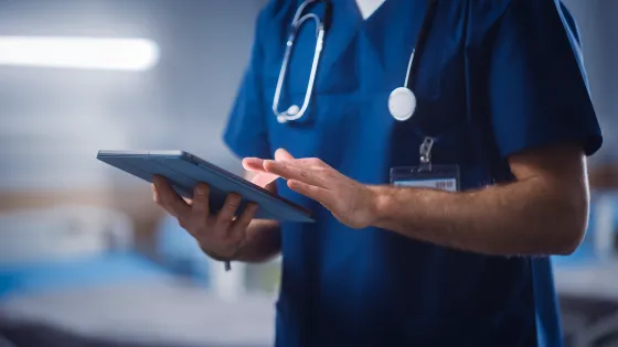 Medical staff using an iPad